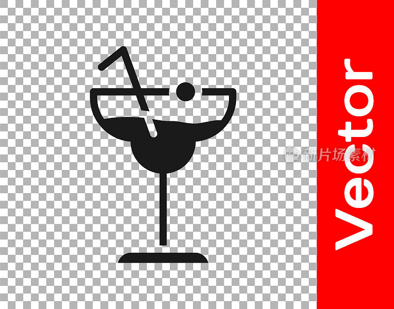 Black Cocktail and alcohol drink icon isolated on transparent background. Vector